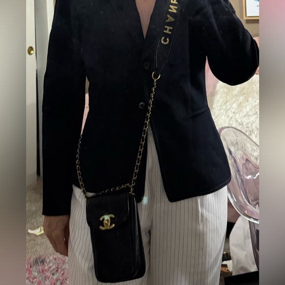 Auth. Chanel Black/Gold/Silver Quilted Crossbody Phone Bag - Picture 12 of 12